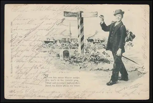 Lyrik AK Wanderer " Wenn das meine Mutter wüßte" Walz, WORMS/ BRÜCKEN 8.10.99