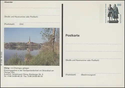 P158I-1998/02 Obing/Chiemgau, Spanorama d'Ort avec lac **