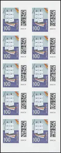 FB 115a Monde des lettres: courrier 100 C., feuille 10x3653,  **