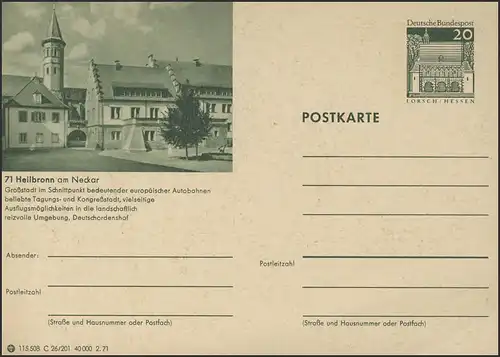 P099-C26/201 71 Heilbronn am Necker, ville avec église **