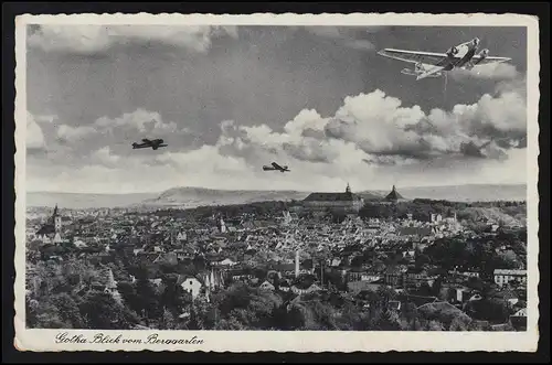 Deutschland GOTHA Blick vom Berggarten Flugzeuge Stadt, nach KÖNIGSBERG 27.5.40