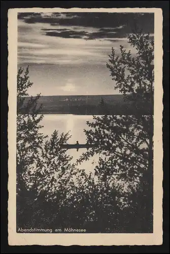 Allemagne AK Photo Ambiance du soir au Möhnesee Strandhof WAMEL, SOEST 8.6.42