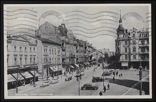 Deutschland AK BROMBERG Markt + Hauptstraße Feldpost Wehrmacht Heer 21.6.40