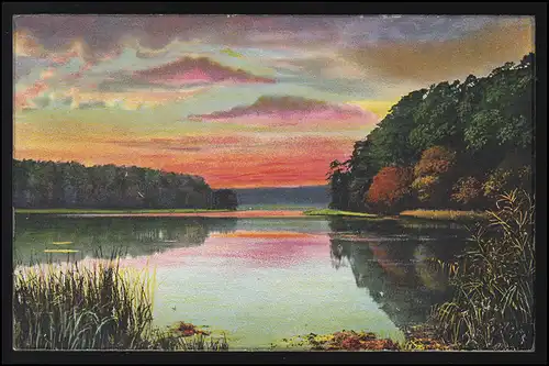 Allemagne AK Lacs markais coucher de soleil Brandenburg Hospitalité locale 137, 1918