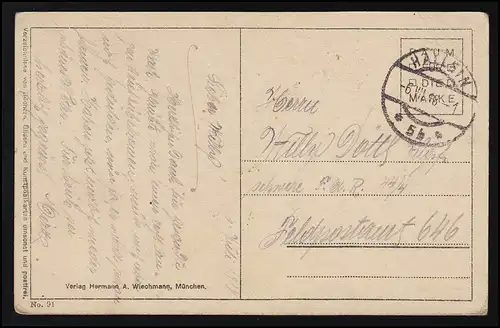 Artiste AK Wilhelm Kray signé "MIGNON," édition Wiechmann, HALLEIN 6.7.1918