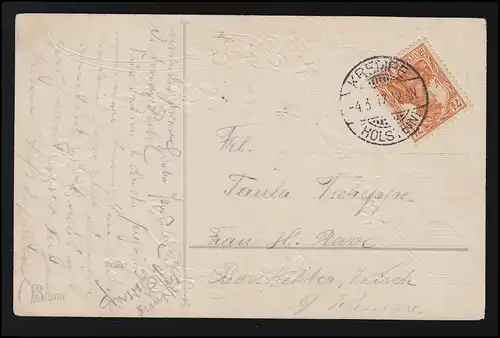 Liebe AK "Feinsliebchen ich bleibe dir treu" Blumen KREMPE (Holstein) 4.3.1917