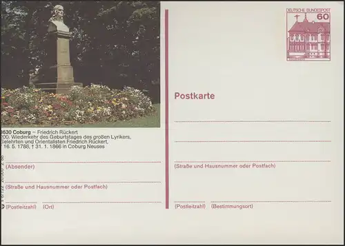 P138-s8/122 8630 Coburg, Denkmal Friedrich Rückerts **