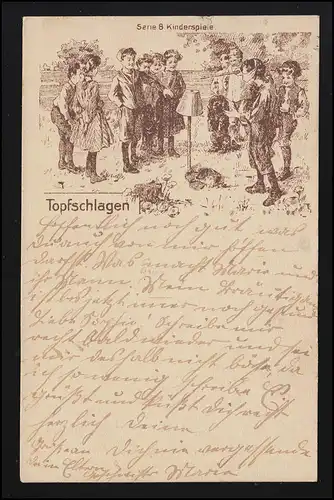 Kinder AK Alte Kinderspiele "Topfschlagen" Radierung, FRANKFURT MAIN 27.5.1915