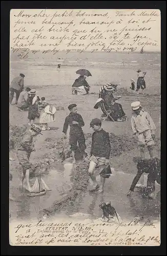 Enfants AK France Photo Joie à la plage / mer/ Vacances Sable ÈTRETAT / VIENNE 1904