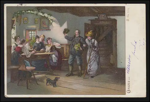 Künstler AK Einkehr, Wirtshaus, Schlesien Breslau Polen CANTH 4.6.1900