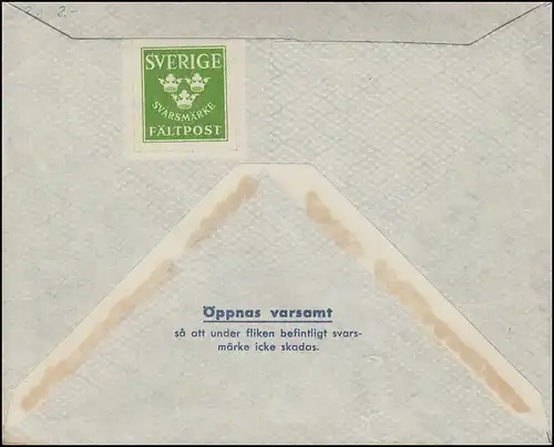 Poste militaire MILITAIREBREV FÄLTPOST - arrière SVARSMARKE gauche, ** post-fraîchissement