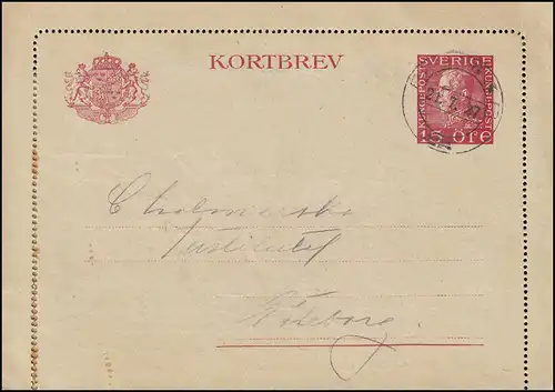Cartes postales K 27IW KORTBREV 15 Öre, Bahnpost PKP 63 - 21.7.1927 vers Göteborg