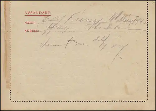 Cartes postales K 27IW KORTBREV 15 Öre, Bahnpost PKP 63 - 21.7.1927 vers Göteborg