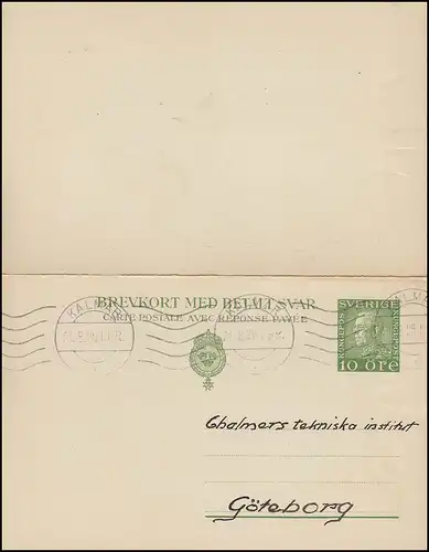 Carte postale P 43 Brevkort Roi Gustav 10/10 Öre, KALMAR 21.8.1926
