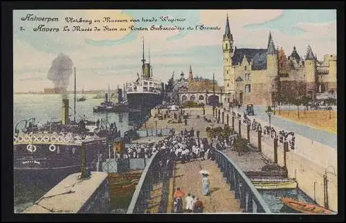 ESAB AK ANTWERPEN Vlotbrug Museum Burg Steen Schelde Deutsche Feldpost 5.10.17
