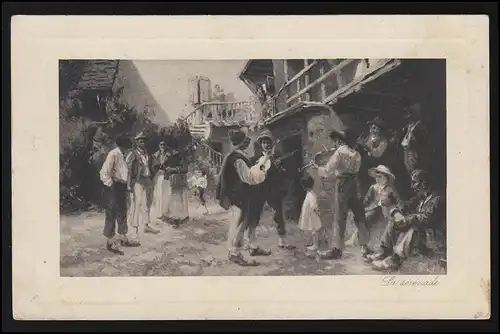 Artiste AK La Serenade, Musiciens de rue, Enfants peintures, Poste de terrain 8.1.1916