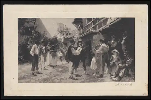 Künstler AK La Serenade, Straße Musiker, Kinder Gemälde, Feldpost 8.1.1916