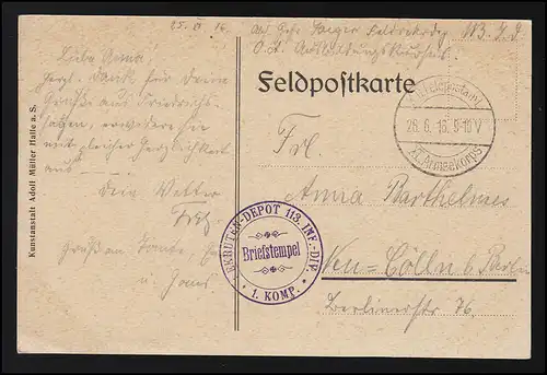 Artiste AK Dessin Église Paysage, A. Schmidt, Feldpost 26.6.16