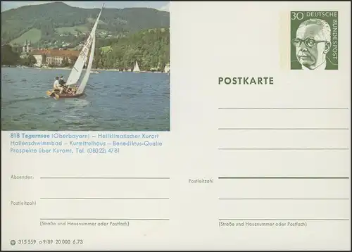 P109-a09/089 818 Tegernsee/Oberbayern, Segelboot **