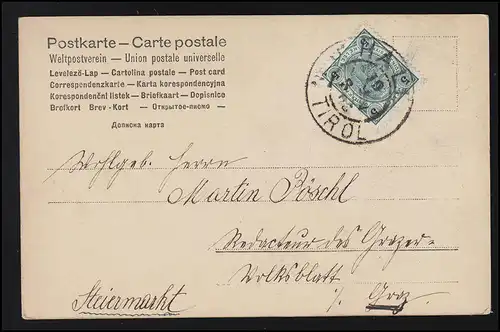 Foto AK Kinder Junge Matrosenanzug am Ruder im Boot, HALL in Tirol 1906