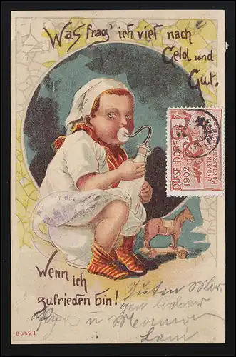 AK Kinder Baby auf dem Topf mit Schnuller Flasche CÖLN/ RENGSDORF 17.7.1902