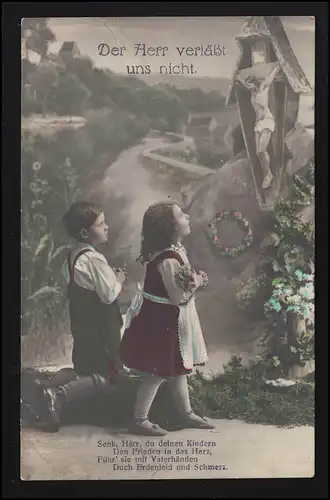 AK Enfants prient Dieu / Jésus "Le Seigneur ne nous quitte pas" LINDAU 3.5.1917
