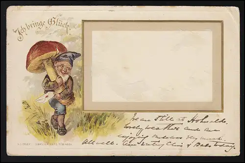 AK Zwerg Wichtel Pilz "Ich bringe Glück" HOHWALD / BELFORT 31.5.1902