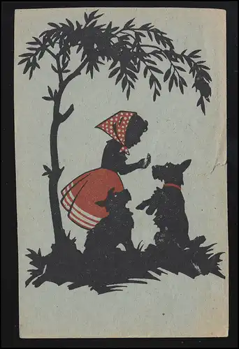 Ciseaux Filles Rock rouge joue avec les chiens OSCHATZ après PUTZIG 30.4.44