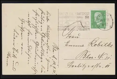 Félicitations AK café gâteau bouquet "le courrier de force" ajouter O, BERLIN 16.9.31