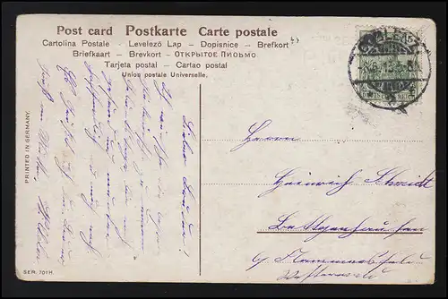 Glückwunsch AK Geschenk mit Siegel und Blumen, Marienkäfer COBLENZ 3.6.1913