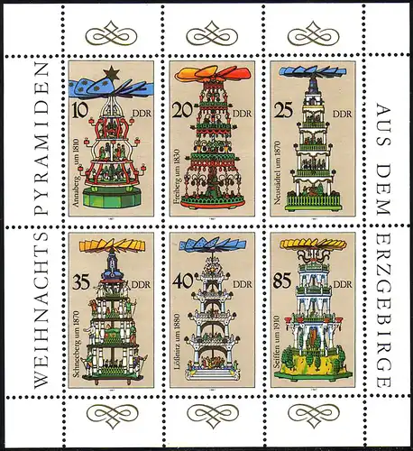 3134-3139 Petites pyramides de Noël 1987, post-frais