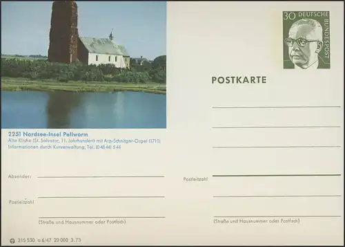 P109-a06/047 Nordsee-Insel Pellworm, Alte Kirche St. Salvator **