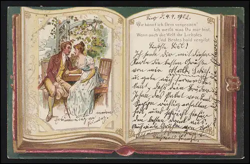 AK Livre de poésie Amour, Couple, Laube Comment puis-je oublier ton LINZ/HALLEIN 1902