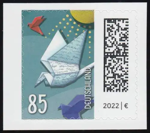 3652 Monde des lettres: Pigeon-lettre 85 cents, autocollant de FB 114, **