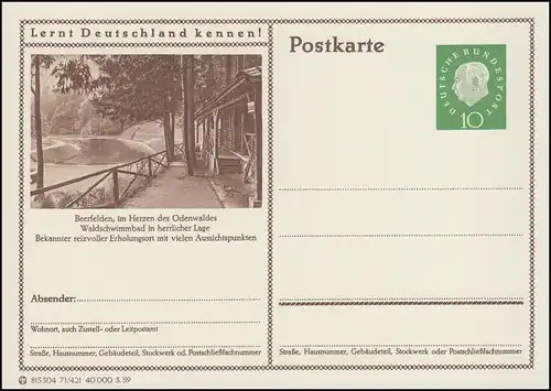 P041-71/421 Beerfelden/Odenwald, piscine forestière **