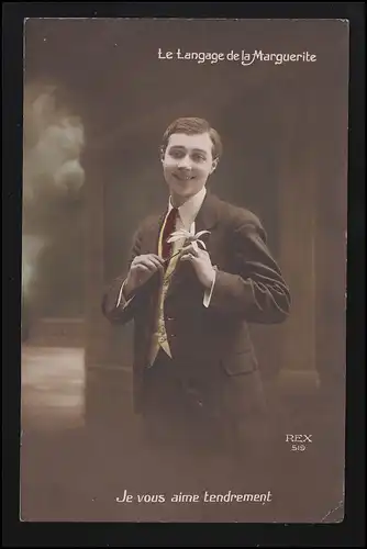 AK Cher jeune homme Langage de la Marguerite Langue Fleurs Poster de champ 30.12.14