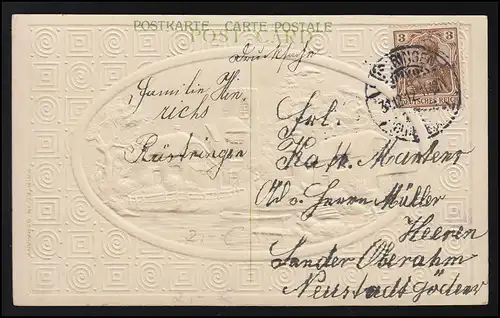 AK Nouvel An, Les meilleurs vœux, Ville, Neige, Glace, ISPRINGEN 31.12.1912