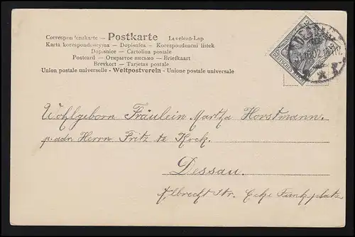 Lyrique AK scène de " Alt Heidelberg " théâtre de théâtre, DESSAU 31.10.1902