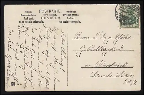 AK Glückwunsch Geburtstag Tulpen Strauß, Engel Putte Kind, gelaufen 20.10.1900