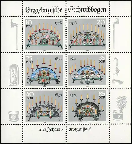 3057-3062 Schwibbogen-Kleinbogen 1986, postfrisch