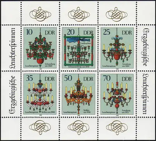 3289-3294 Leuchterspinnen-Kleinbogen 1989, postfrisch