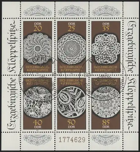 3215-3220 Klöpelschpitze-Kleinbuch 1988, ESSt Berlin