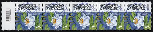 3644 Seebriefrose 5 Cent aus 200er, 5er-Streifen mit Codierfeld, ESSt Berlin