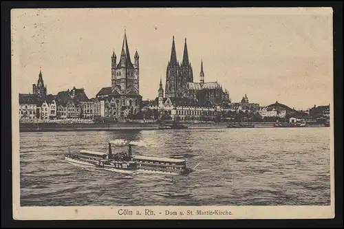 AK bateau à vapeur Dom e. St.Martin église Rhein CÖLN, BETZDORF 10.11.14