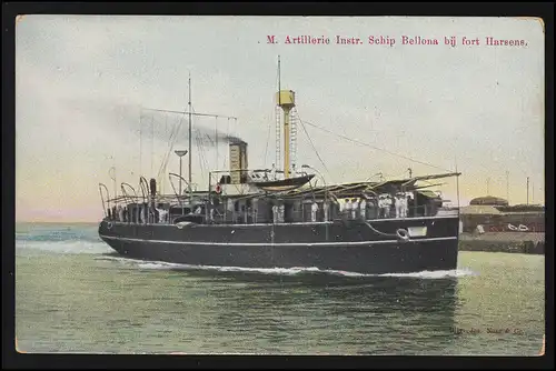 Photo AK Voyage Pays-Bas, navire de guerre MS Bellona, artillerie non utilisée