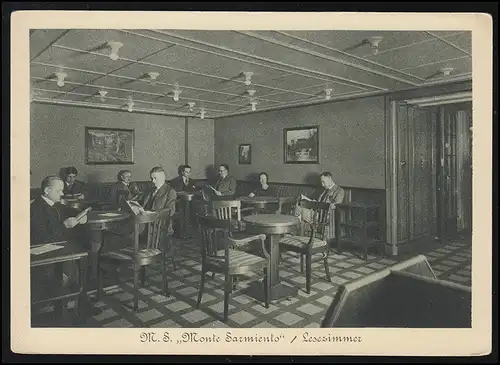 Navigation M.S. Monte Sarmiento Salle de lecture Hambourg-Amérique du Sud ligne marquée