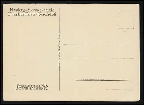 Transport maritime Lofoten M.S. Monte Sarmiento, Hambourg-Amérique du Sud ligne, non utilisé