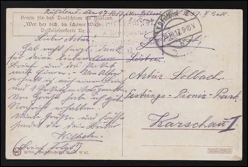 AK "Qui vous a fait belle forêt" Volkslied Association Allemande à l'étranger, 19.10.17