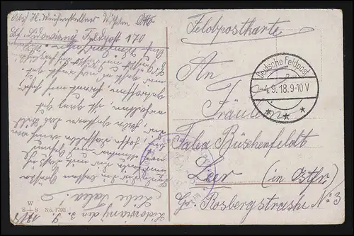 AK Blumen Sträußchen Samt Band, Vergissmeinnicht Blumen sprechen Feldpost 4.9.18