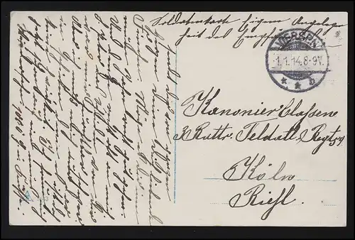 AK Prosit Nouvel An! couple festif tient les verres haute posté VIERSEN 1.1.14